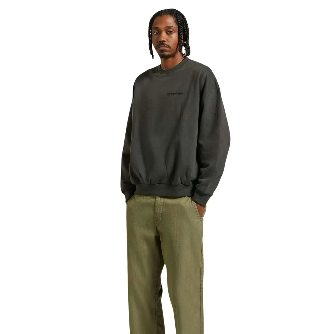 Brixton Embroidered Heavy Weight Crew - Washed Black