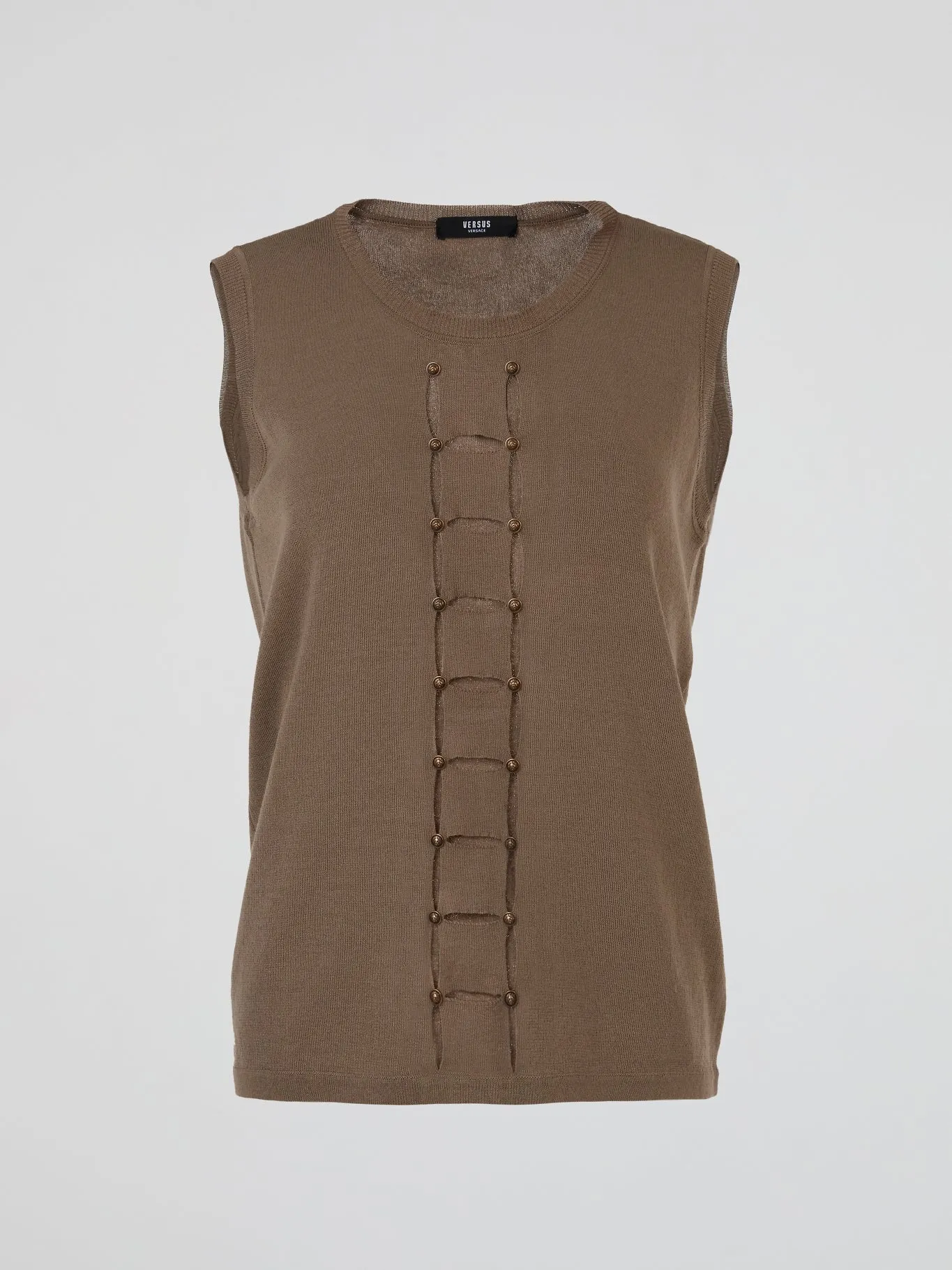 Brown Sleeveless Knit Top