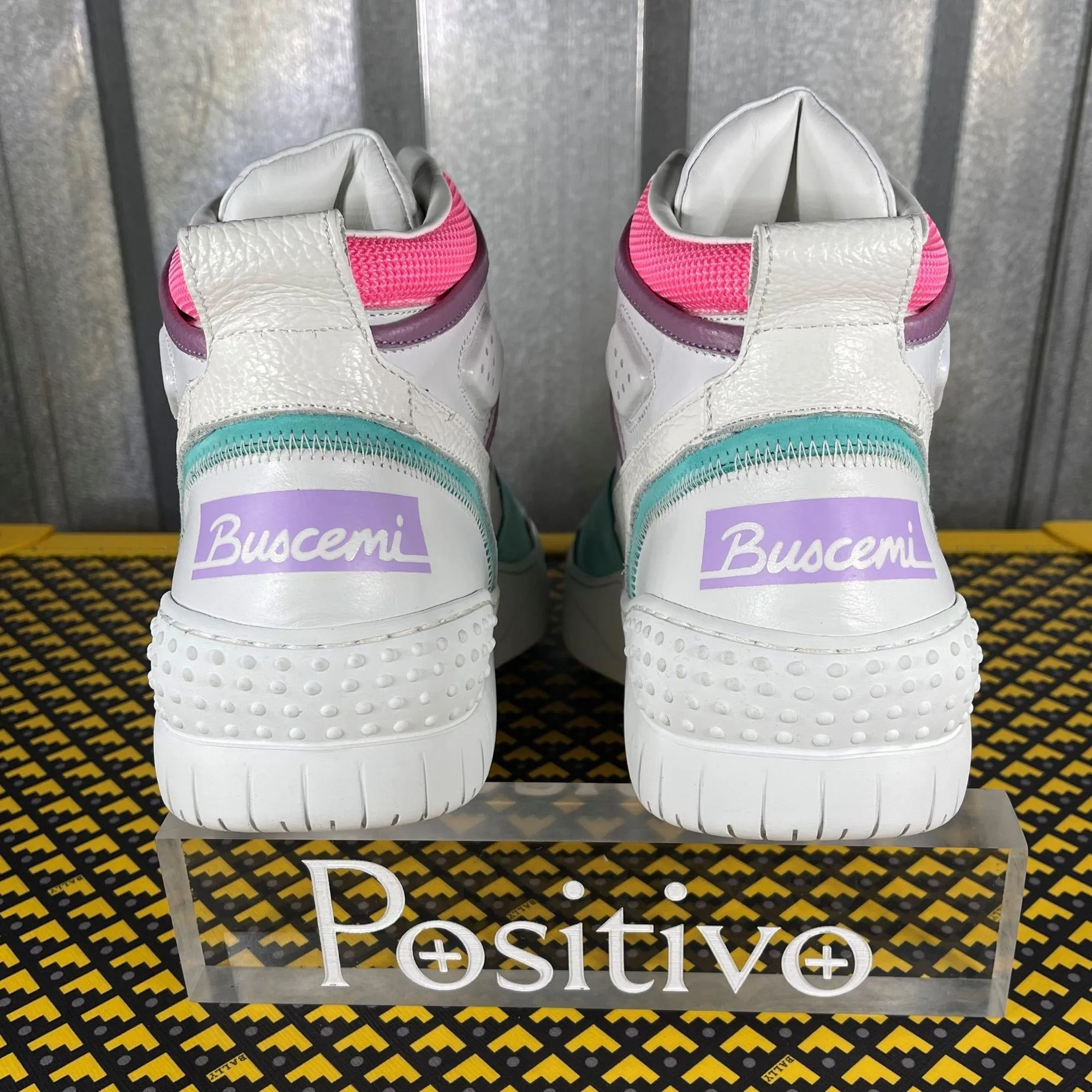 Buscemi Basket White Trio Leather High Top Sneakers