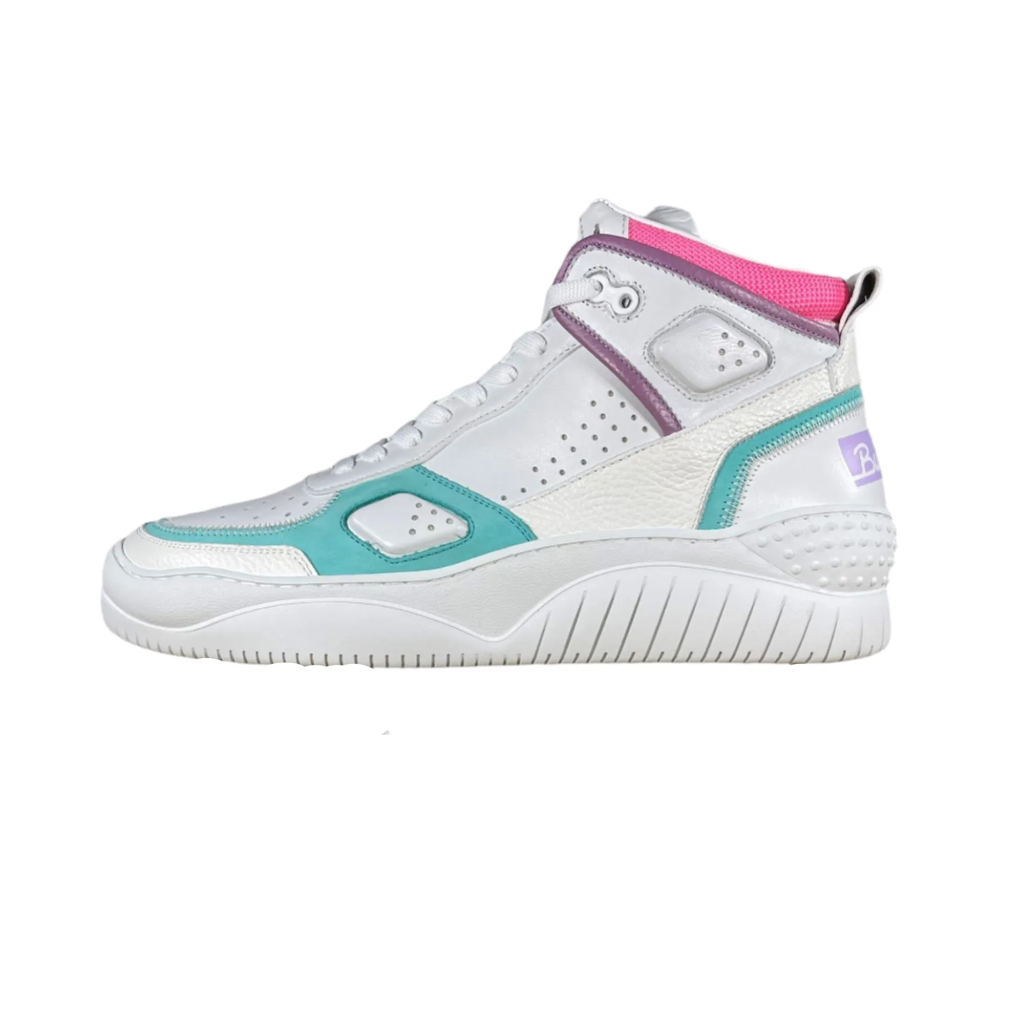 Buscemi Basket White Trio Leather High Top Sneakers