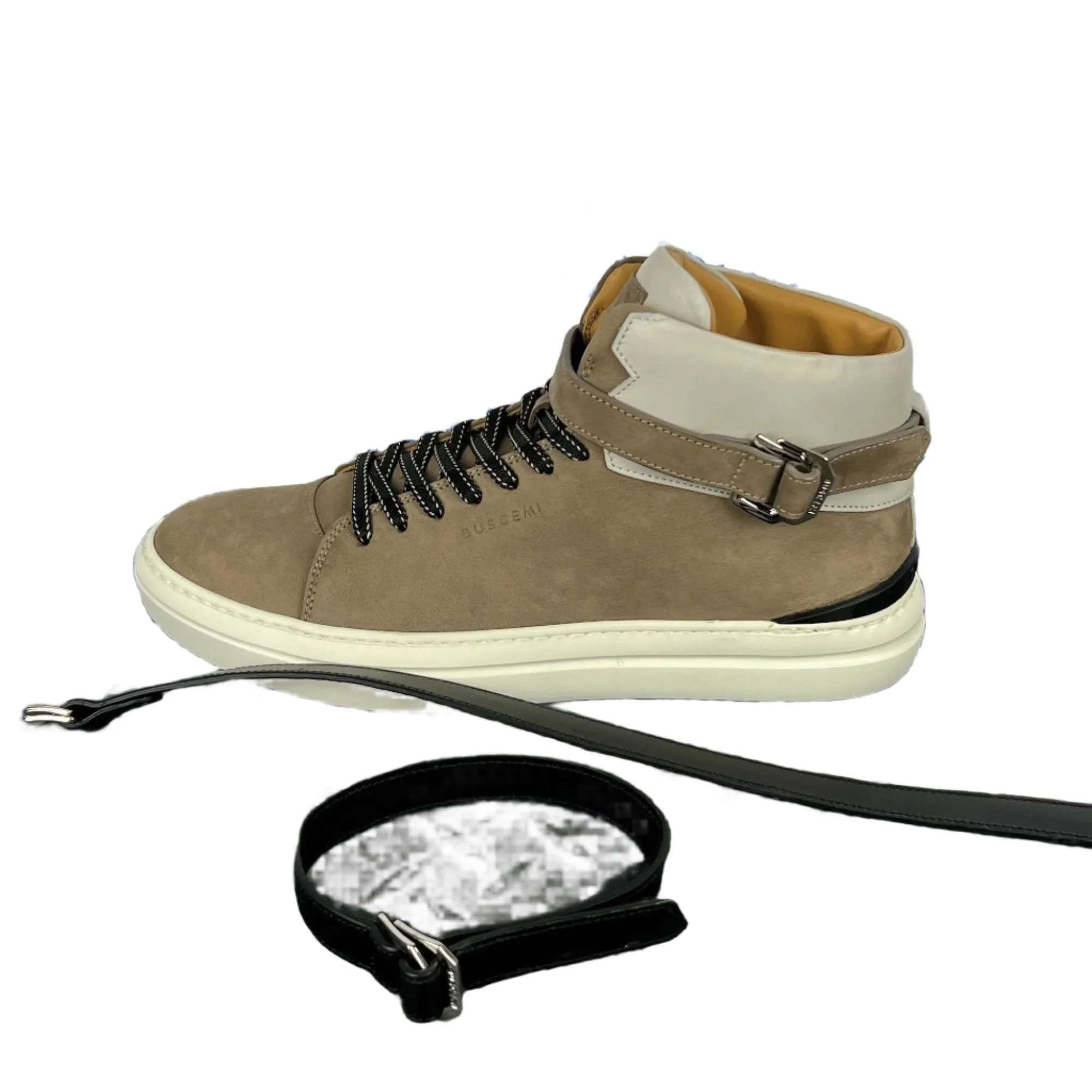 Buscemi Men's 100MM Sport Taupe Leather Sneakers SAMPLE