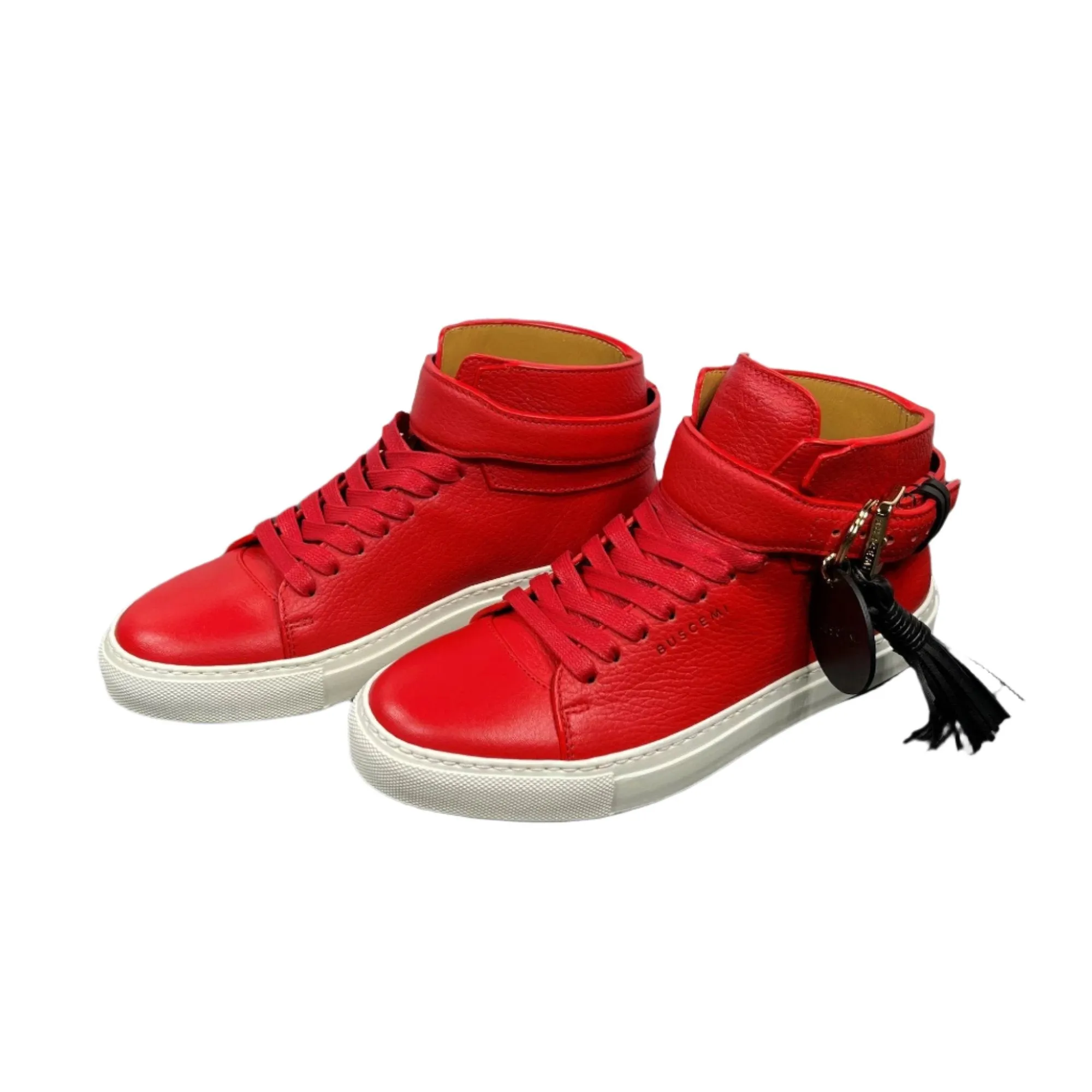 Buscemi Unisex 100MM Tassel Red Leather Sneakers