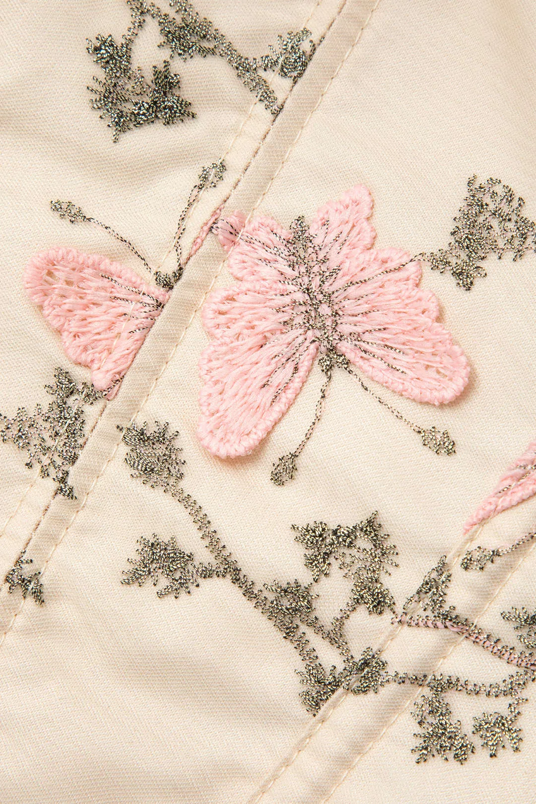 Butterfly Embroidered Braided Tie Corset Top