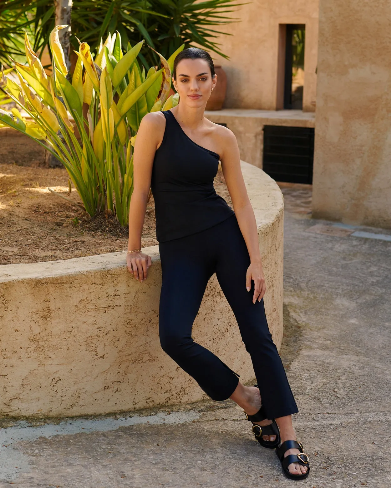 Celine Cropped Leggings Flared | Black