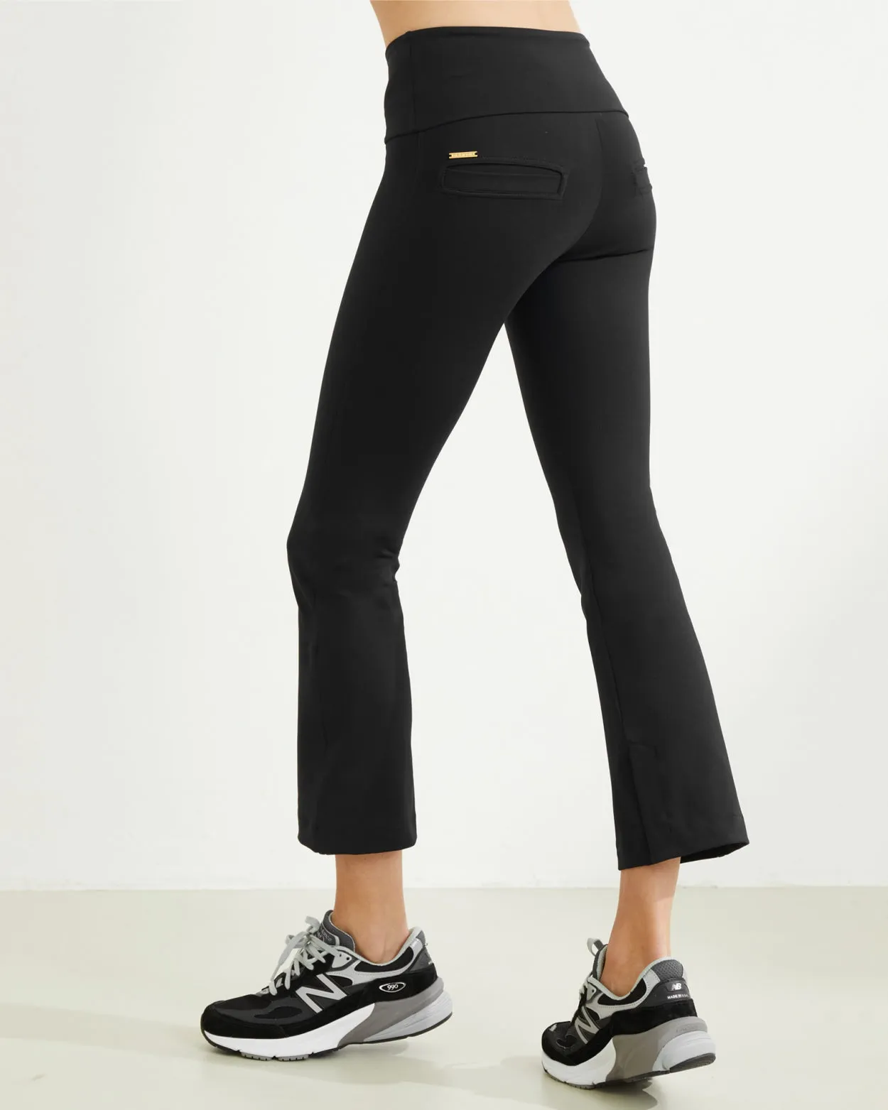 Celine Cropped Leggings Flared | Black