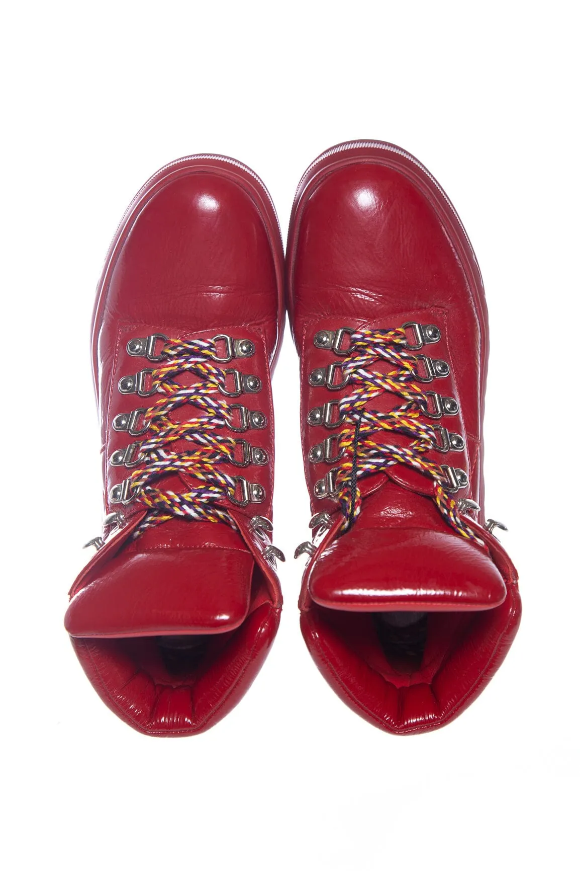 Chanel Red Patent Leather Quilted High Top Sneakers SZ 35.5