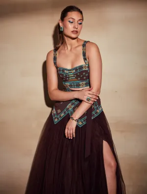 Chocolate Brown Embroidered Tube Top