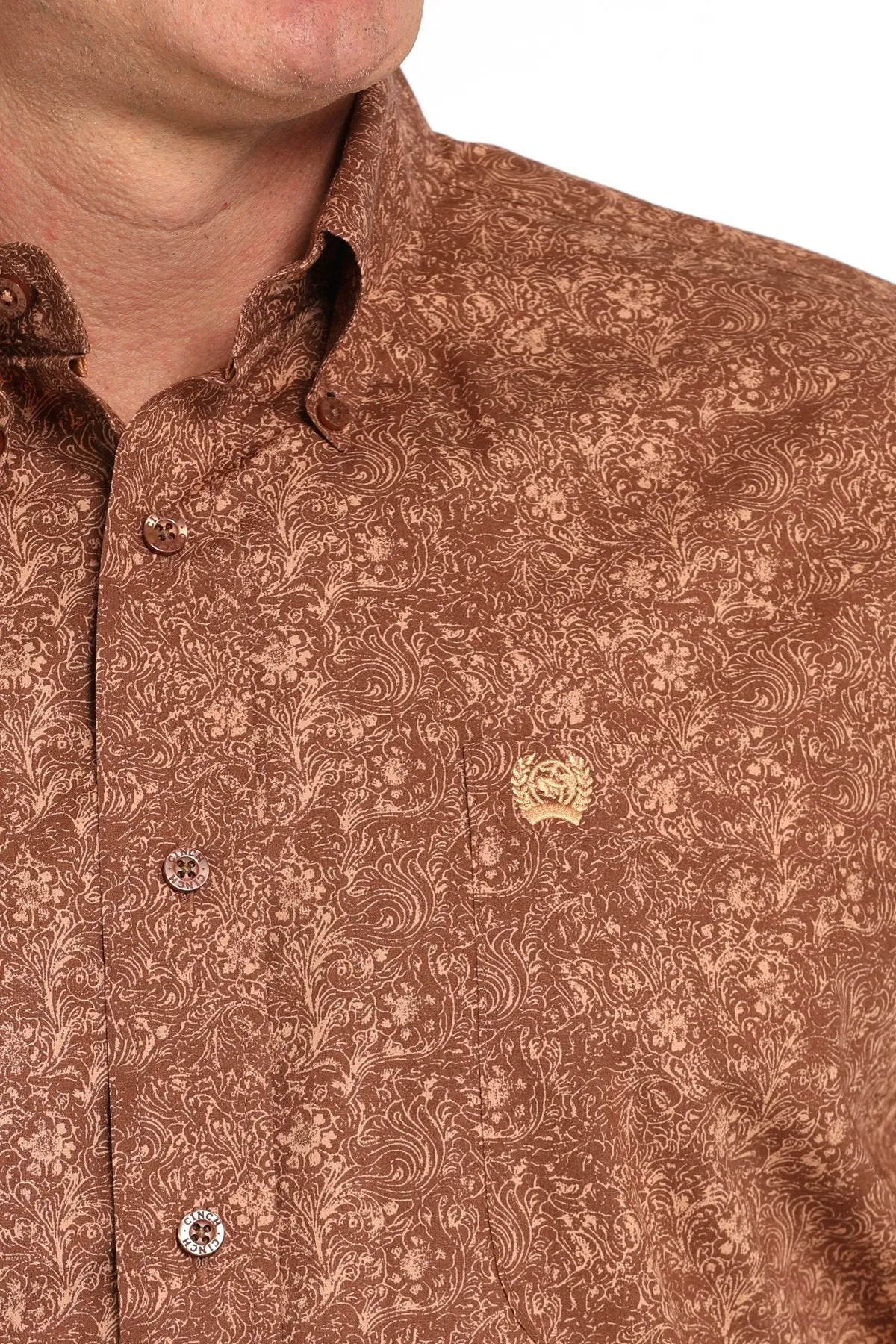 Cinch MNS Long Sleeve Paisley Print Brown MTW1105832