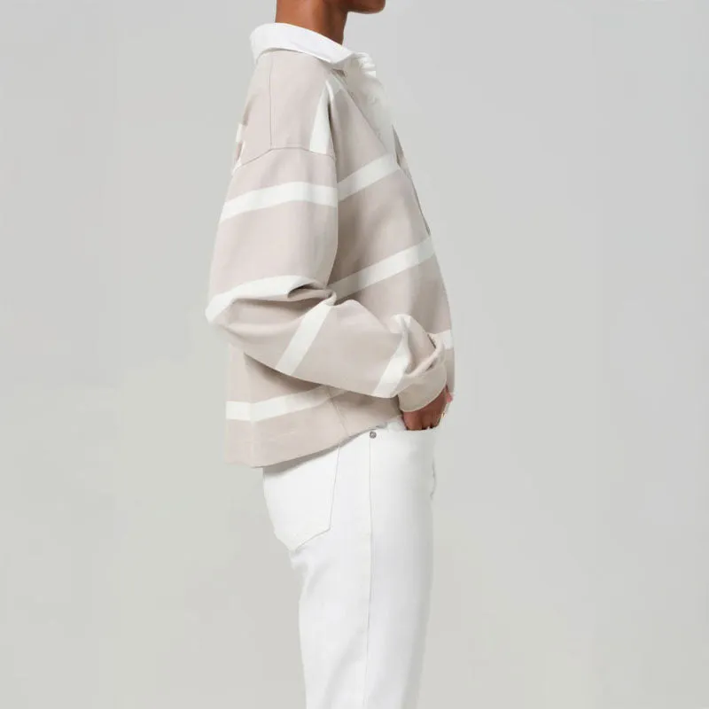 CITIZENS OF HUMANITY Aris Rugby Shirt in Sndatlas/Pmina Stripe