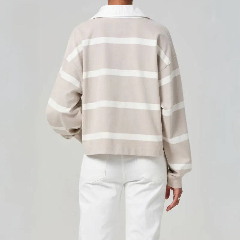 CITIZENS OF HUMANITY Aris Rugby Shirt in Sndatlas/Pmina Stripe
