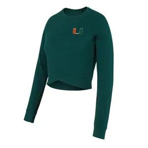 Concepts Sport Miami Hurricanes Women's Green U Logo Cropped Long Sleeve T-Shirt
