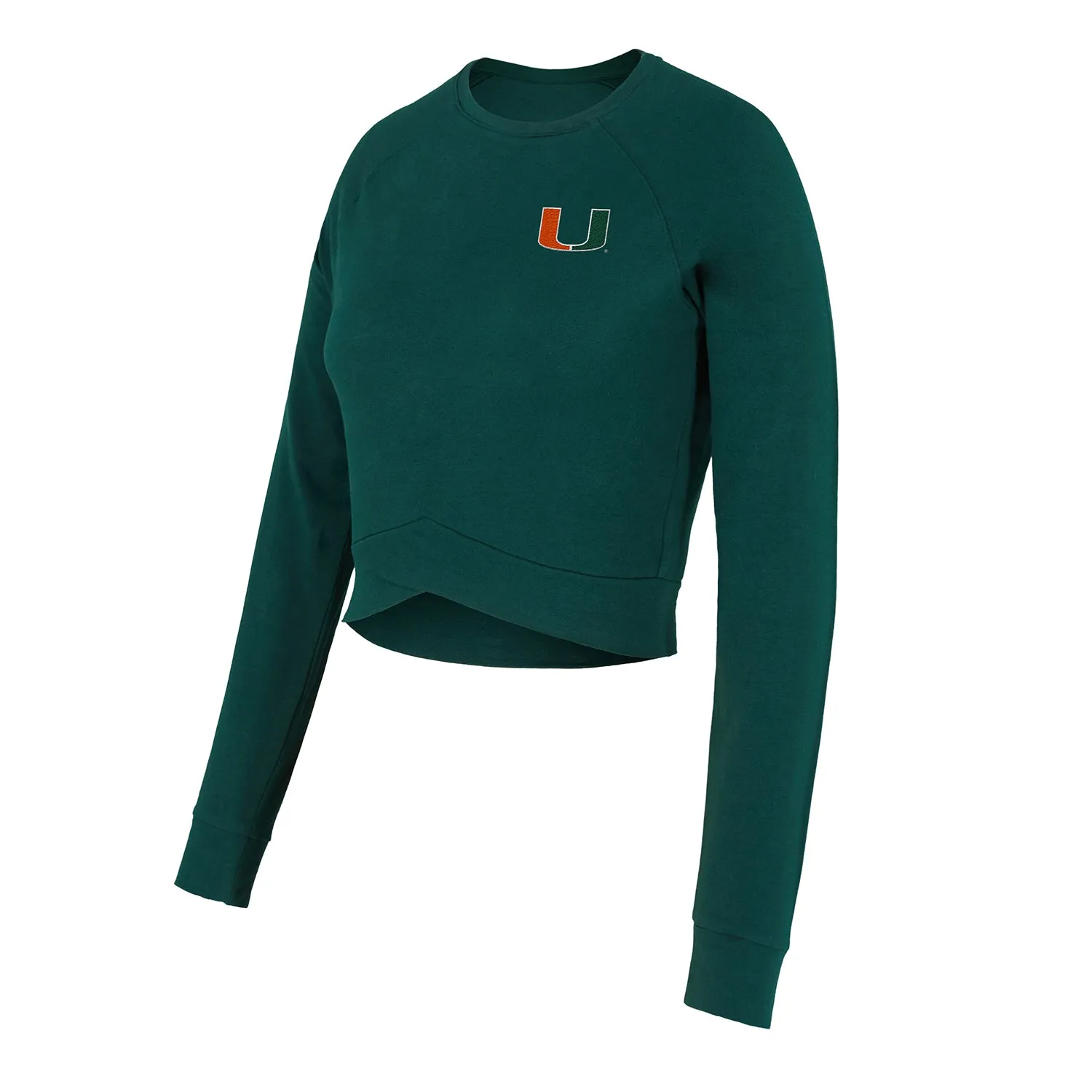 Concepts Sport Miami Hurricanes Women's Green U Logo Cropped Long Sleeve T-Shirt