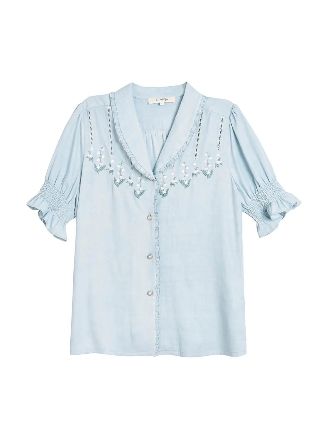 Convallaria Floral Embroidered Puff Top