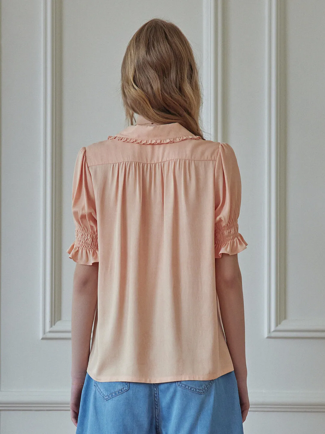 Convallaria Floral Embroidered Puff Top