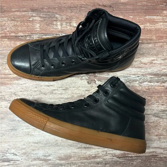 Converse | VGUC High Top Leather All-Stars Gum Soles, Size 9.5