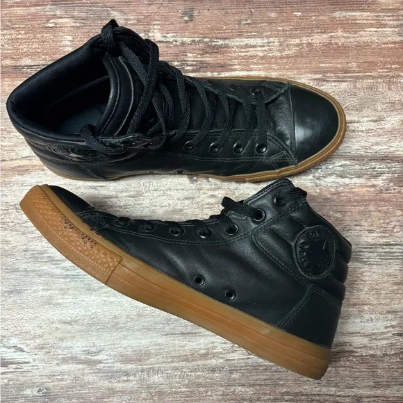 Converse | VGUC High Top Leather All-Stars Gum Soles, Size 9.5
