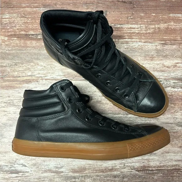 Converse | VGUC High Top Leather All-Stars Gum Soles, Size 9.5