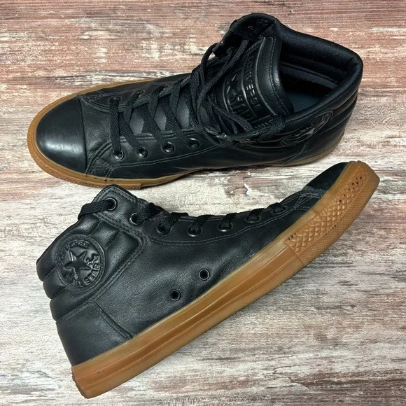 Converse | VGUC High Top Leather All-Stars Gum Soles, Size 9.5