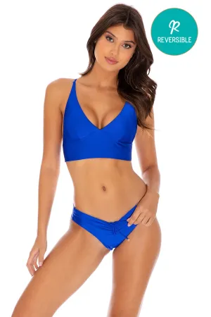 COSITA BUENA - Cross Back Bustier Top & Drawstring Ruched  Bottom • Electric Blue