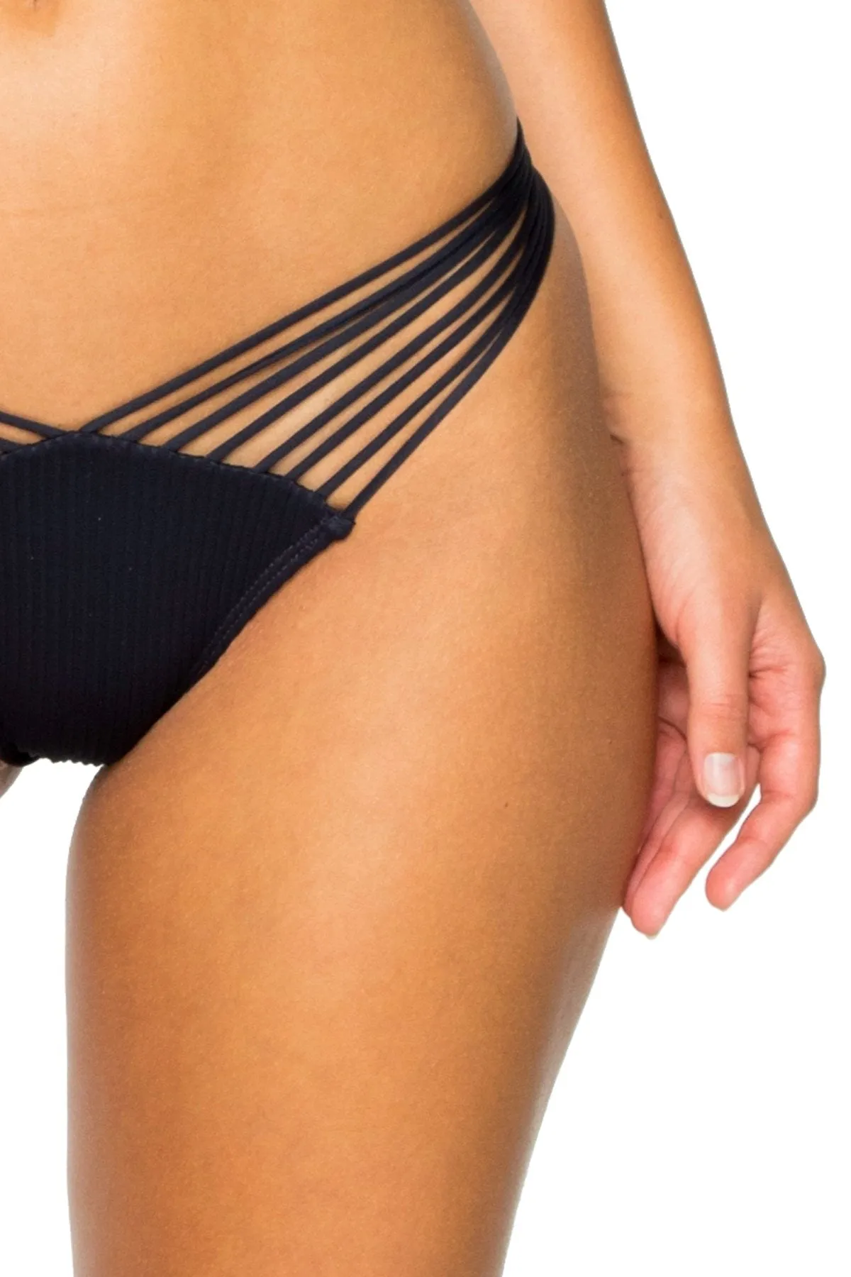 COSTA DEL SOL - Cross Back Bustier Top & Strappy Brazilian Ruched Back Bottom • Mar De Gibraltar