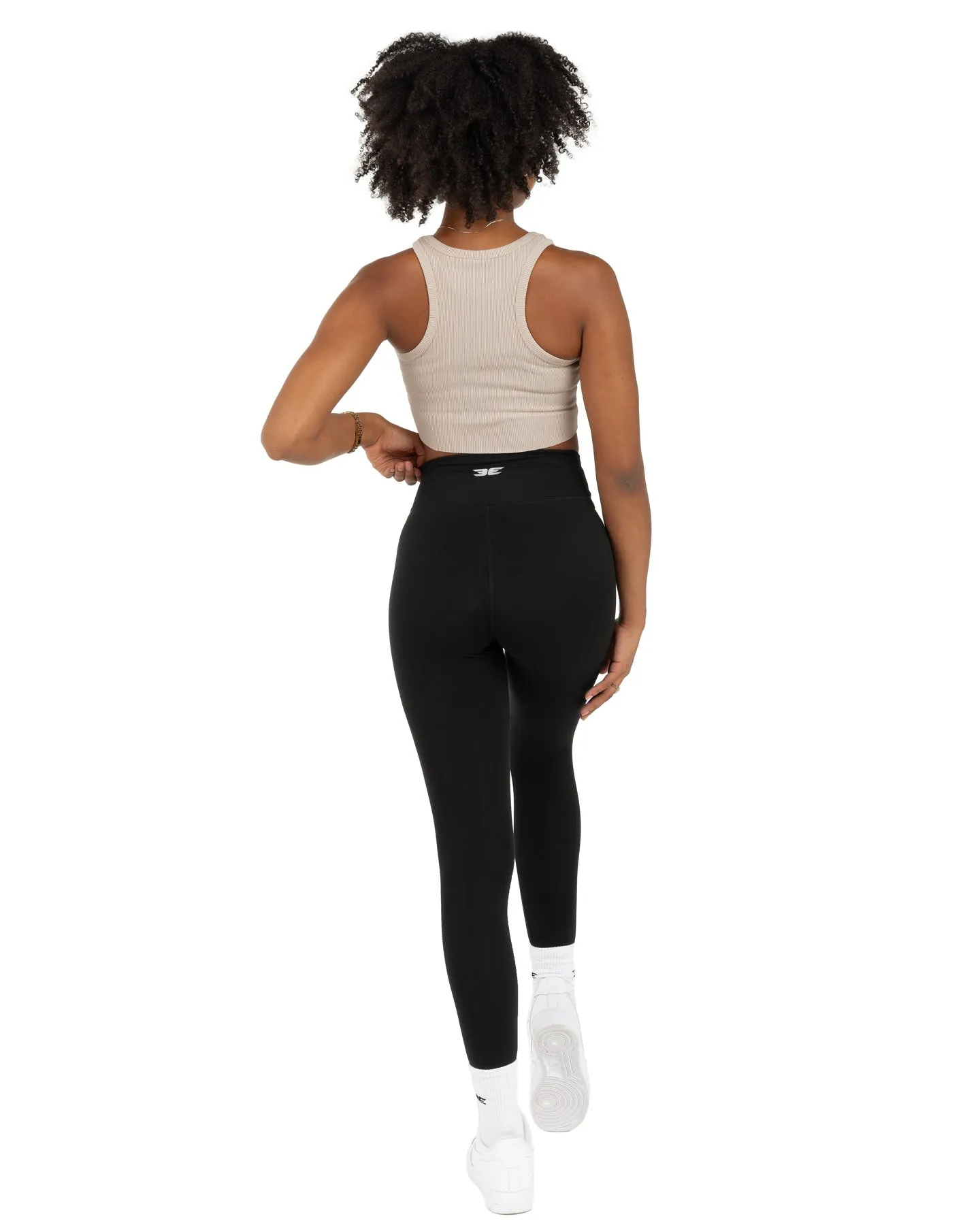 Cropped Ribbed Singlet - Beige