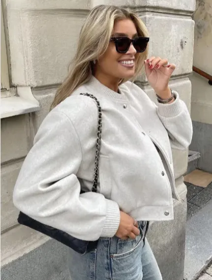 Cropped Wool Snap Jacket