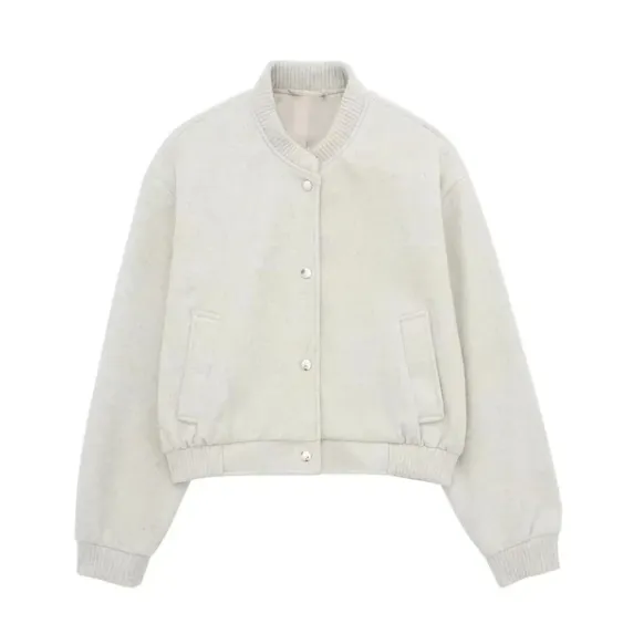 Cropped Wool Snap Jacket