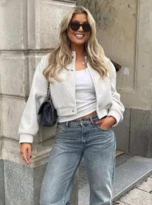 Cropped Wool Snap Jacket