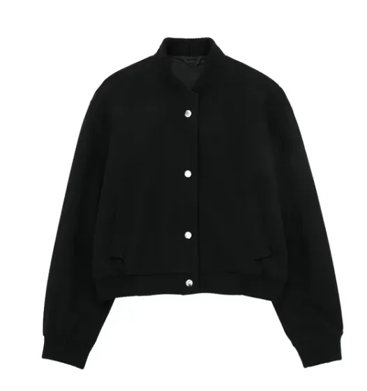 Cropped Wool Snap Jacket
