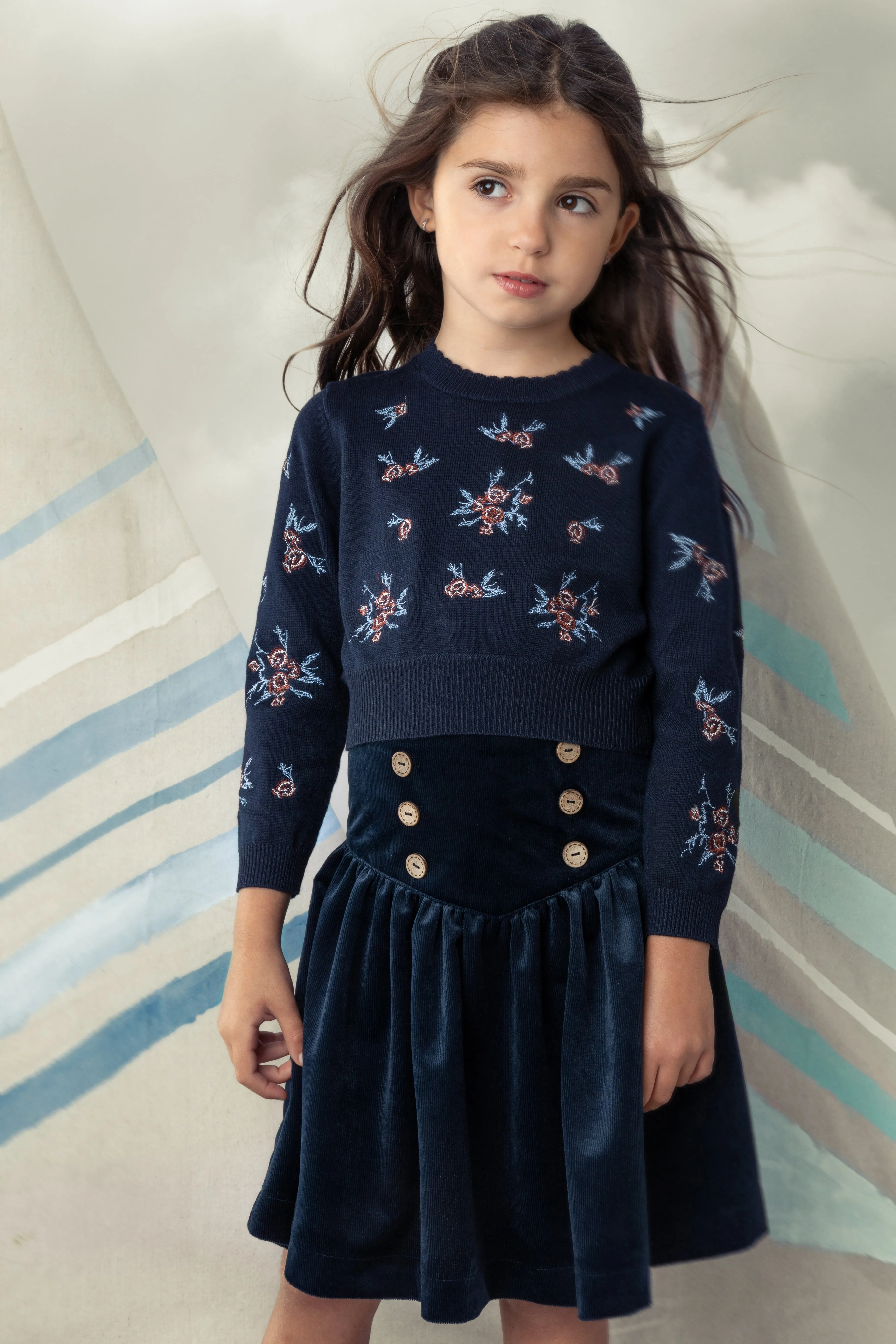 Cross stitch navy embroidered sweater by Belati