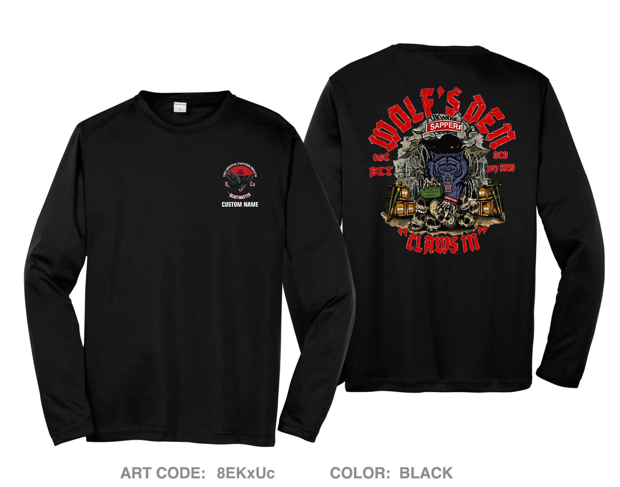 CUSTOM 1 PLT, B Co, 307AEB Hi-Tech Performance Unisex LS Tee - 8EKxUc
