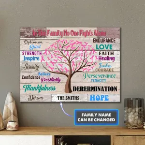 Custom Canvas-In this family no one fights alone-Breast cancer awareness-HTV