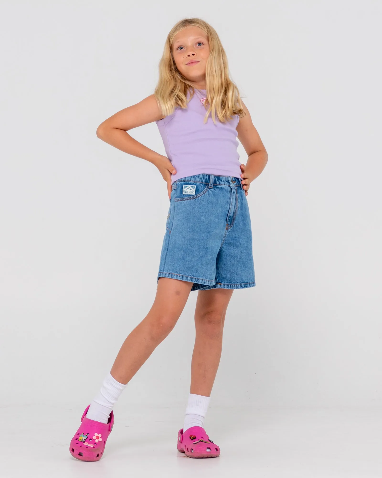 Cyprus High Waisted Denim Short Girls