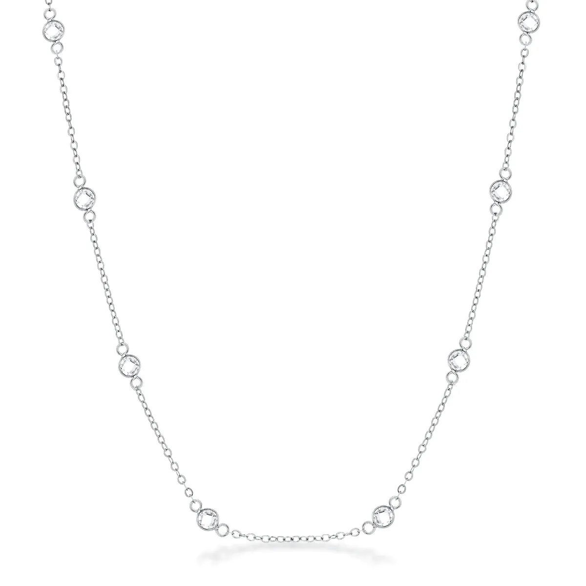 Dainty Set Sparkly Station Necklace and Bracelet Set Silver