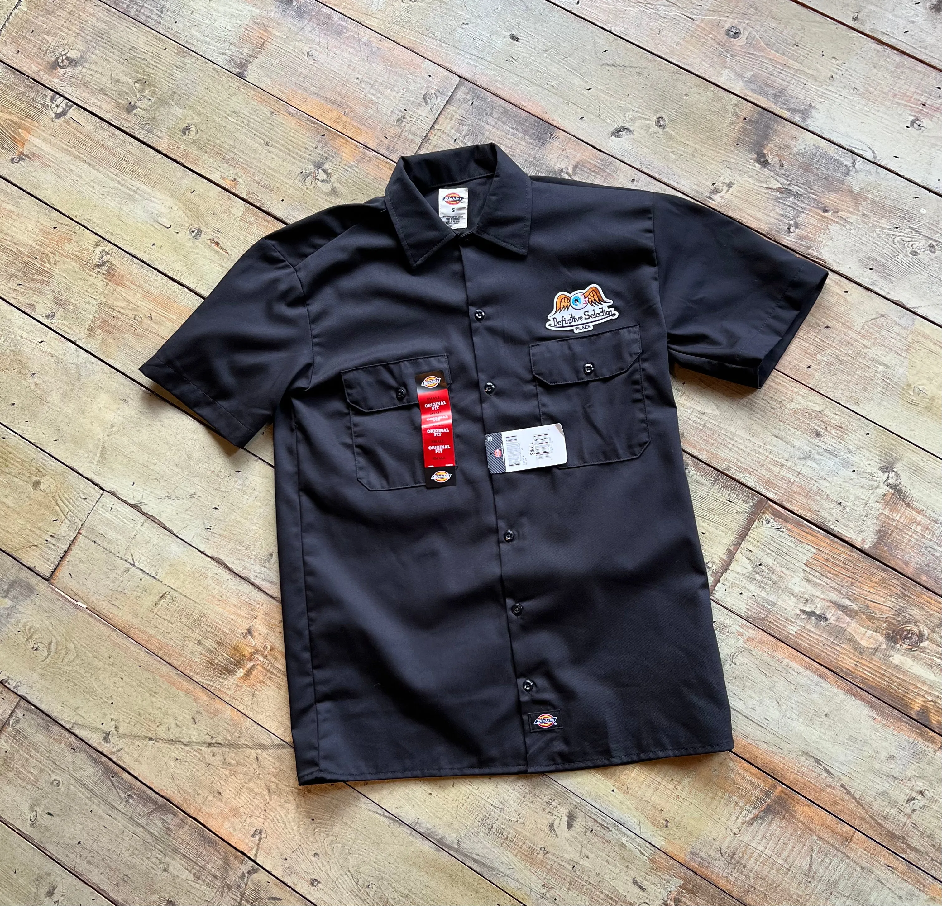 Definitive Selection - "Thank You For Supporting The Hood" Embroidered Dickies Work Shirt (Black)
