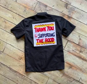 Definitive Selection - "Thank You For Supporting The Hood" Embroidered Dickies Work Shirt (Black)
