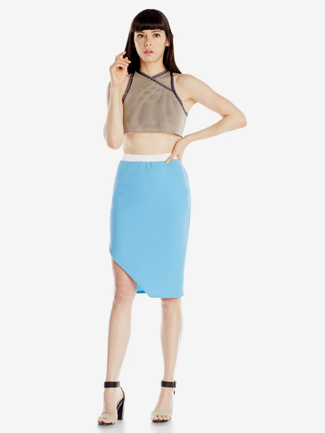 Diagonal Cropped Halter Beige