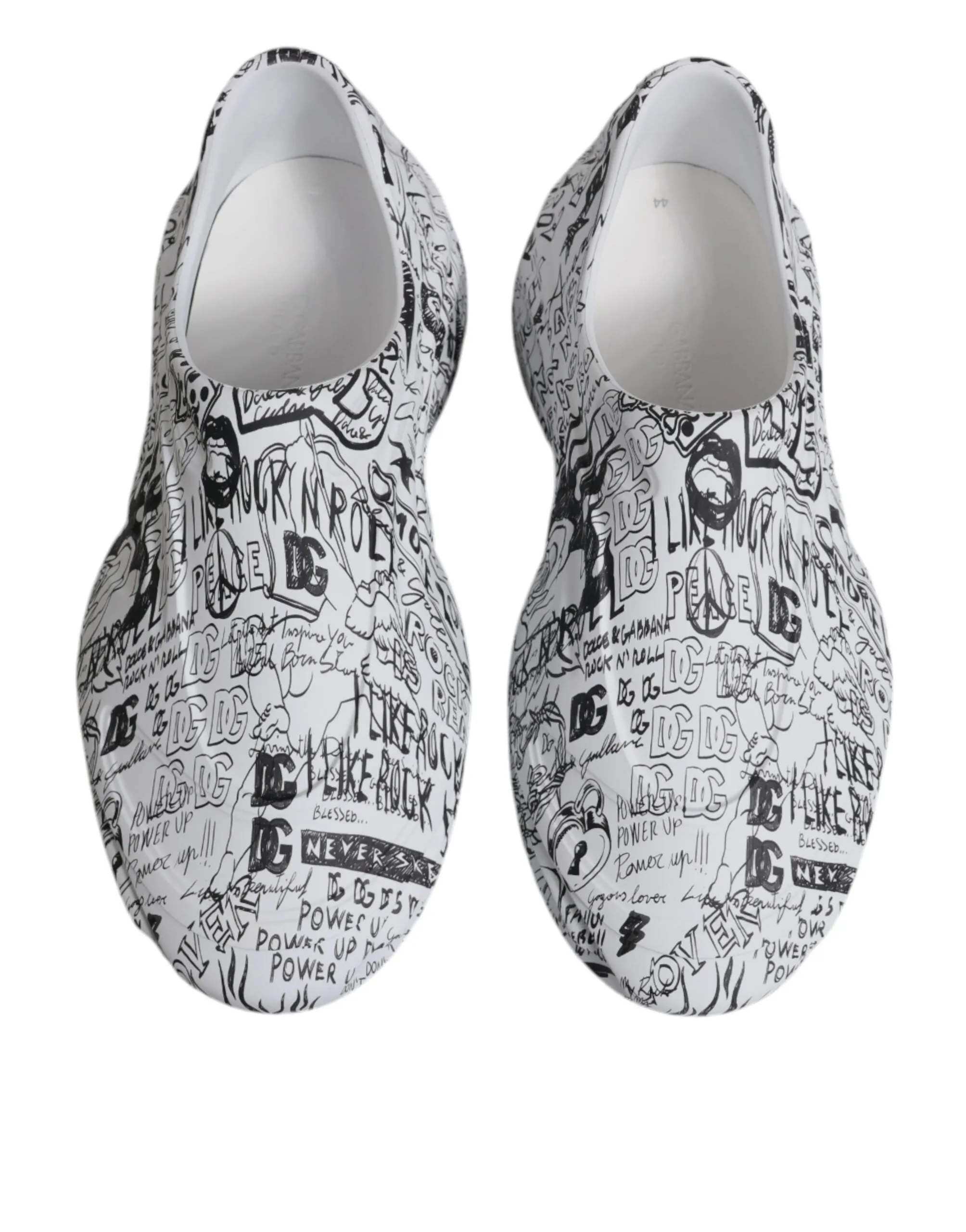 Dolce&Gabbana Daymaster Men White Sneakers Leather Graffiti Print Trainer Shoes