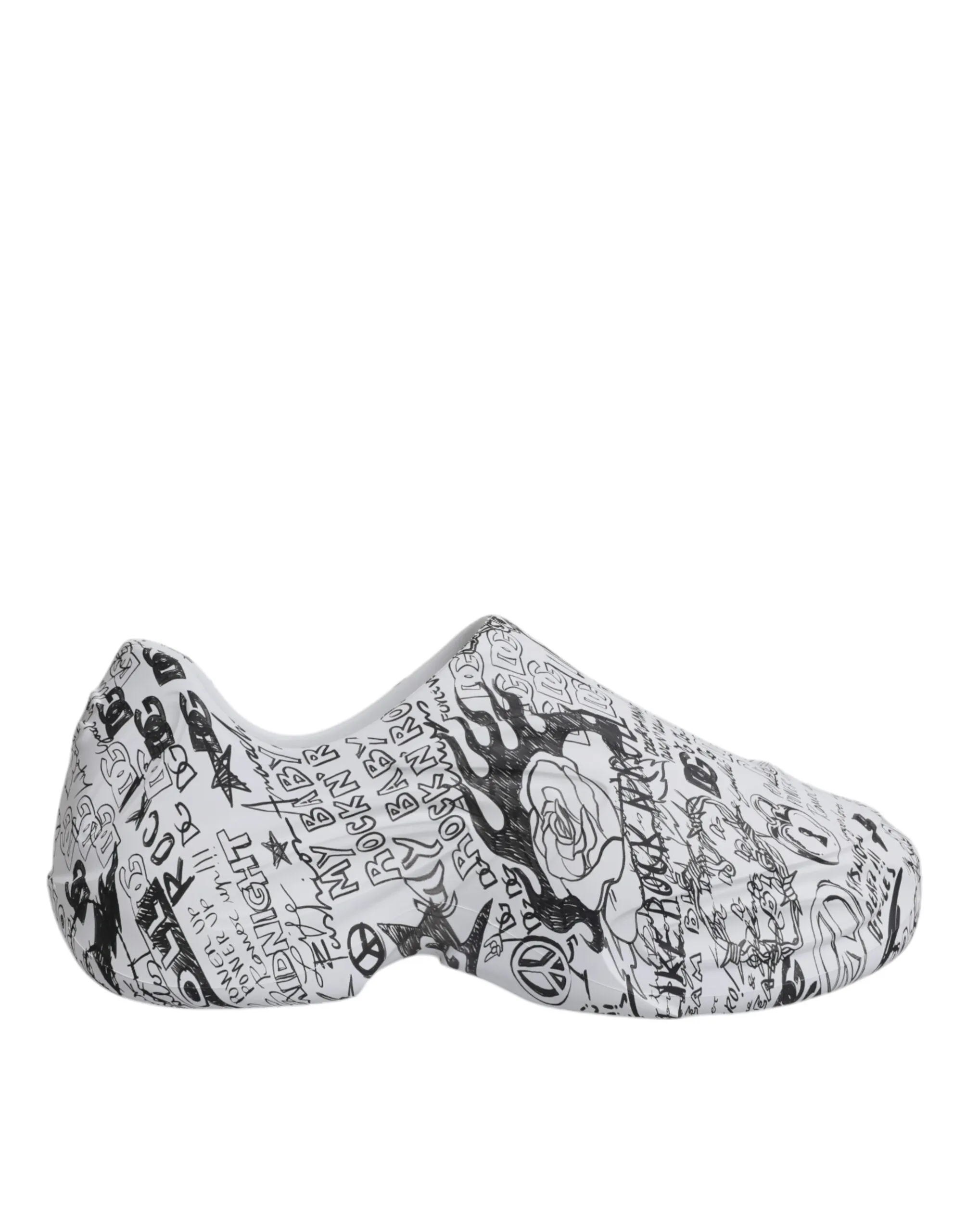 Dolce&Gabbana Daymaster Men White Sneakers Leather Graffiti Print Trainer Shoes