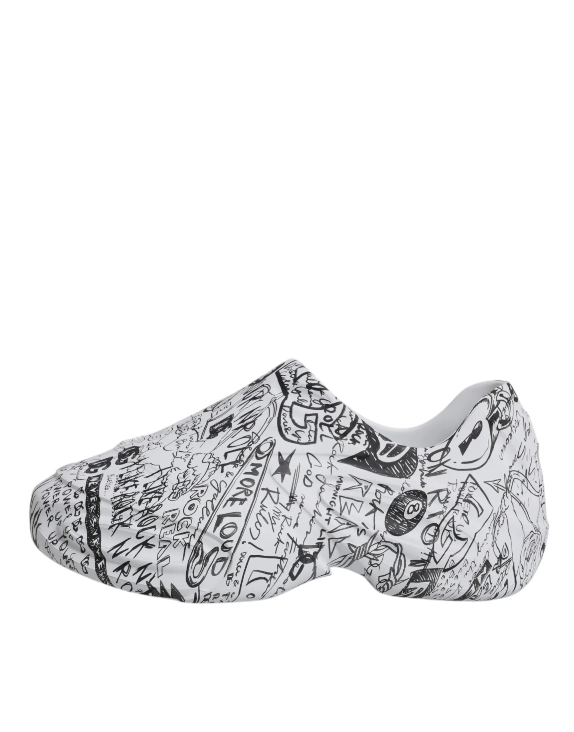 Dolce&Gabbana Daymaster Men White Sneakers Leather Graffiti Print Trainer Shoes