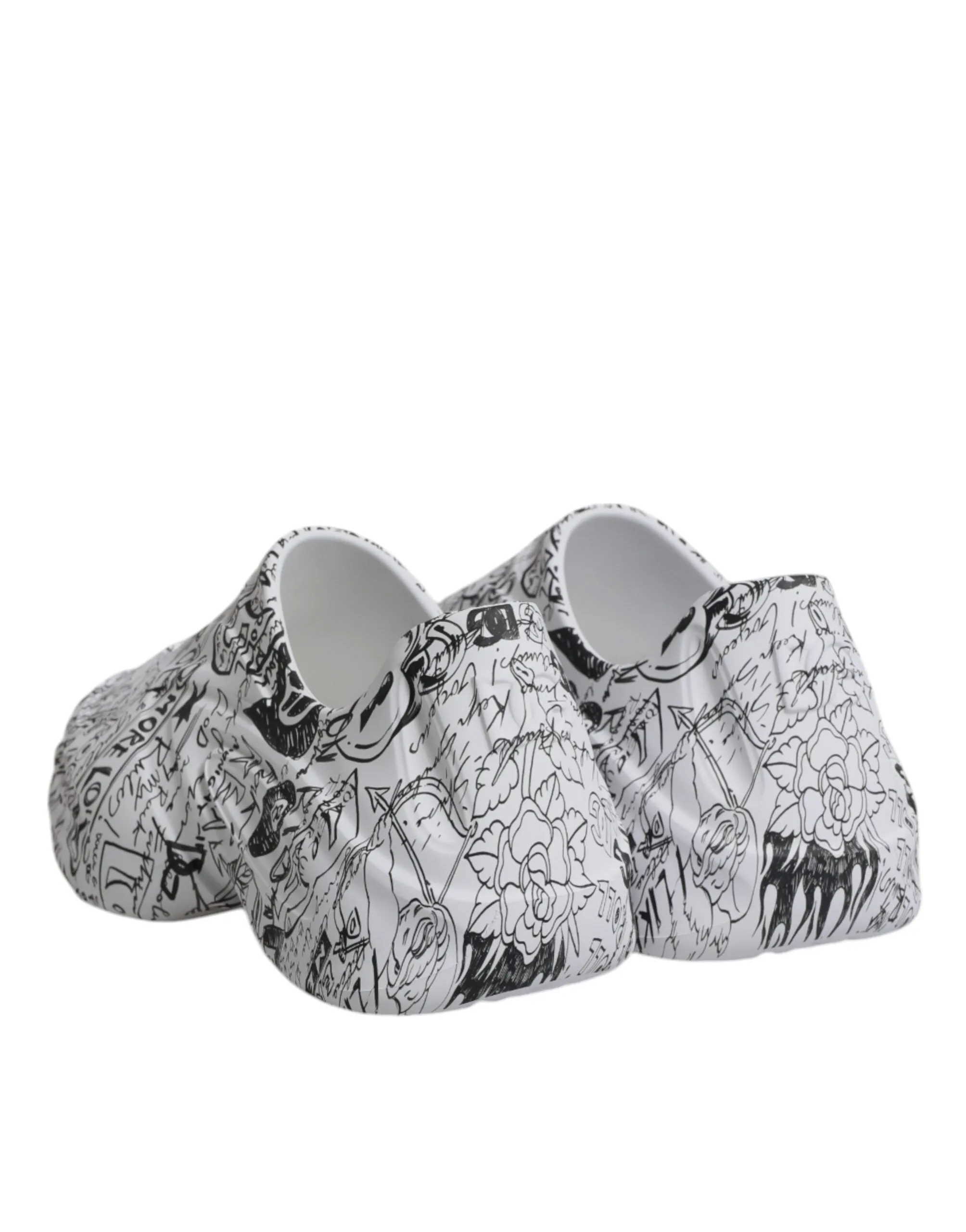 Dolce&Gabbana Daymaster Men White Sneakers Leather Graffiti Print Trainer Shoes