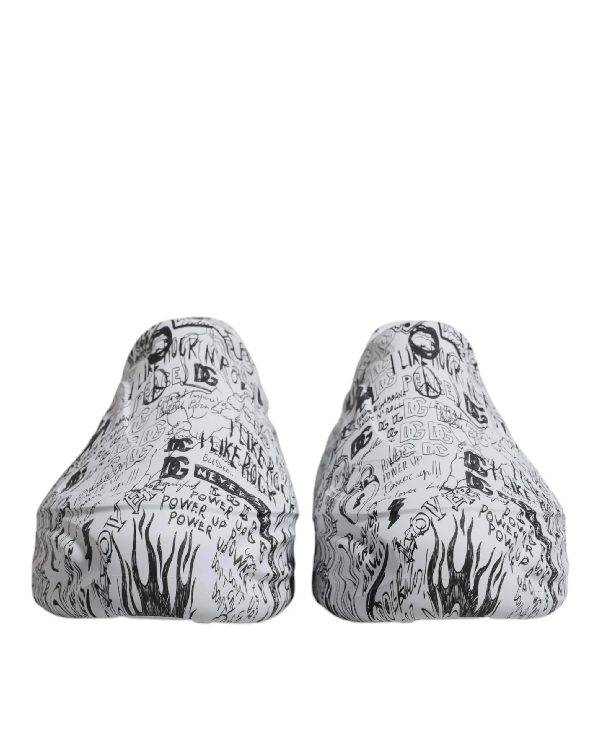 Dolce&Gabbana Daymaster Men White Sneakers Leather Graffiti Print Trainer Shoes