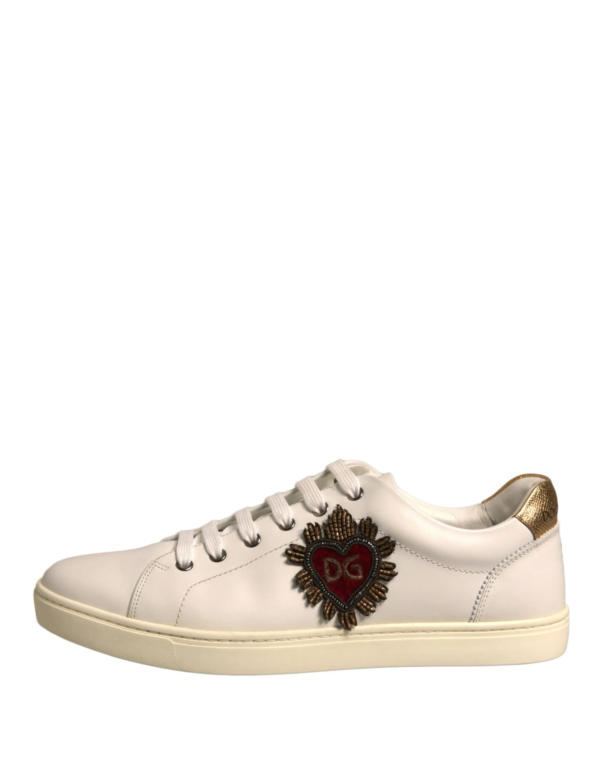 Dolce&Gabbana Men Beige Sneakers Leather Embellished Casual Trainer Shoes EUR 43