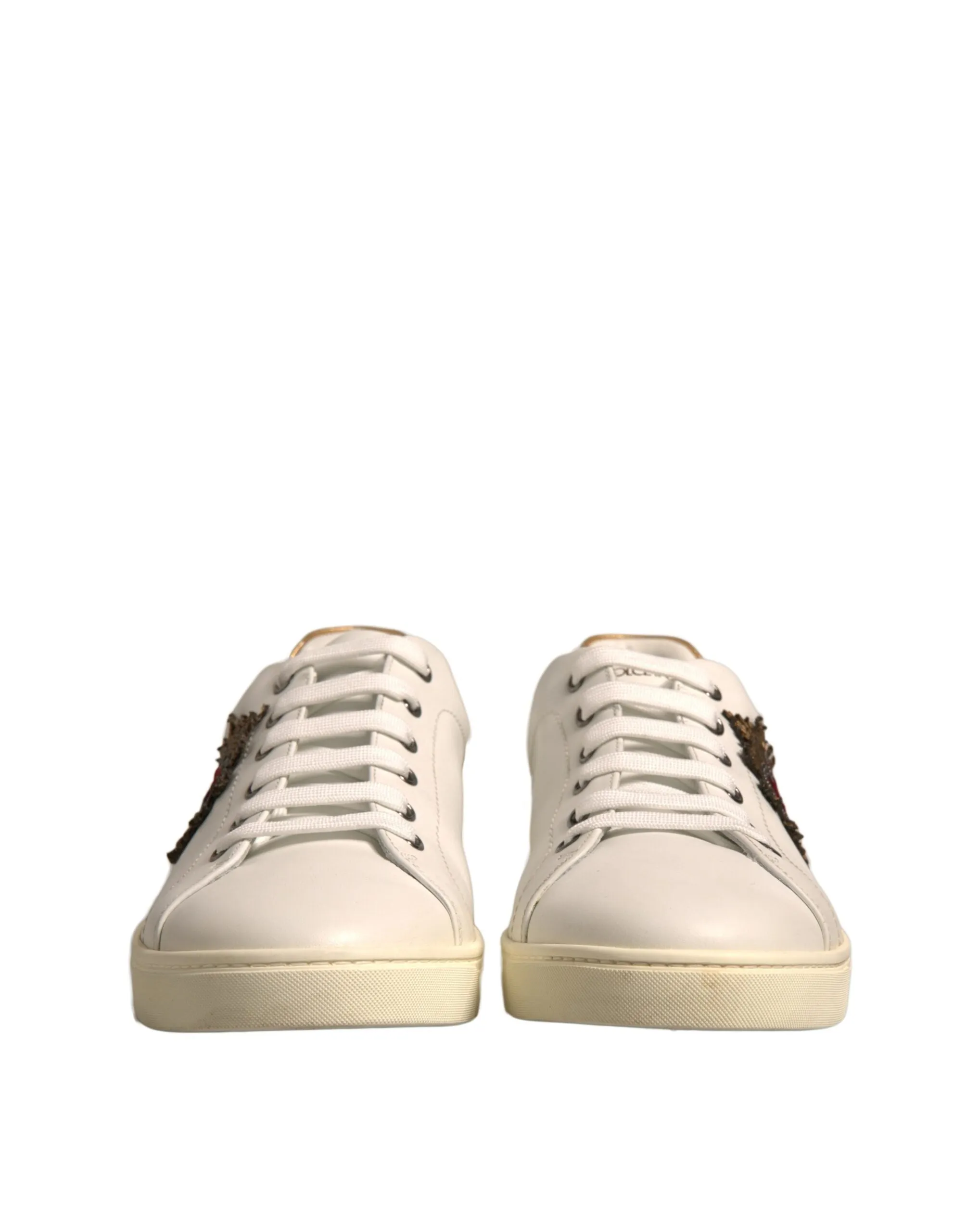 Dolce&Gabbana Men Beige Sneakers Leather Embellished Casual Trainer Shoes EUR 43