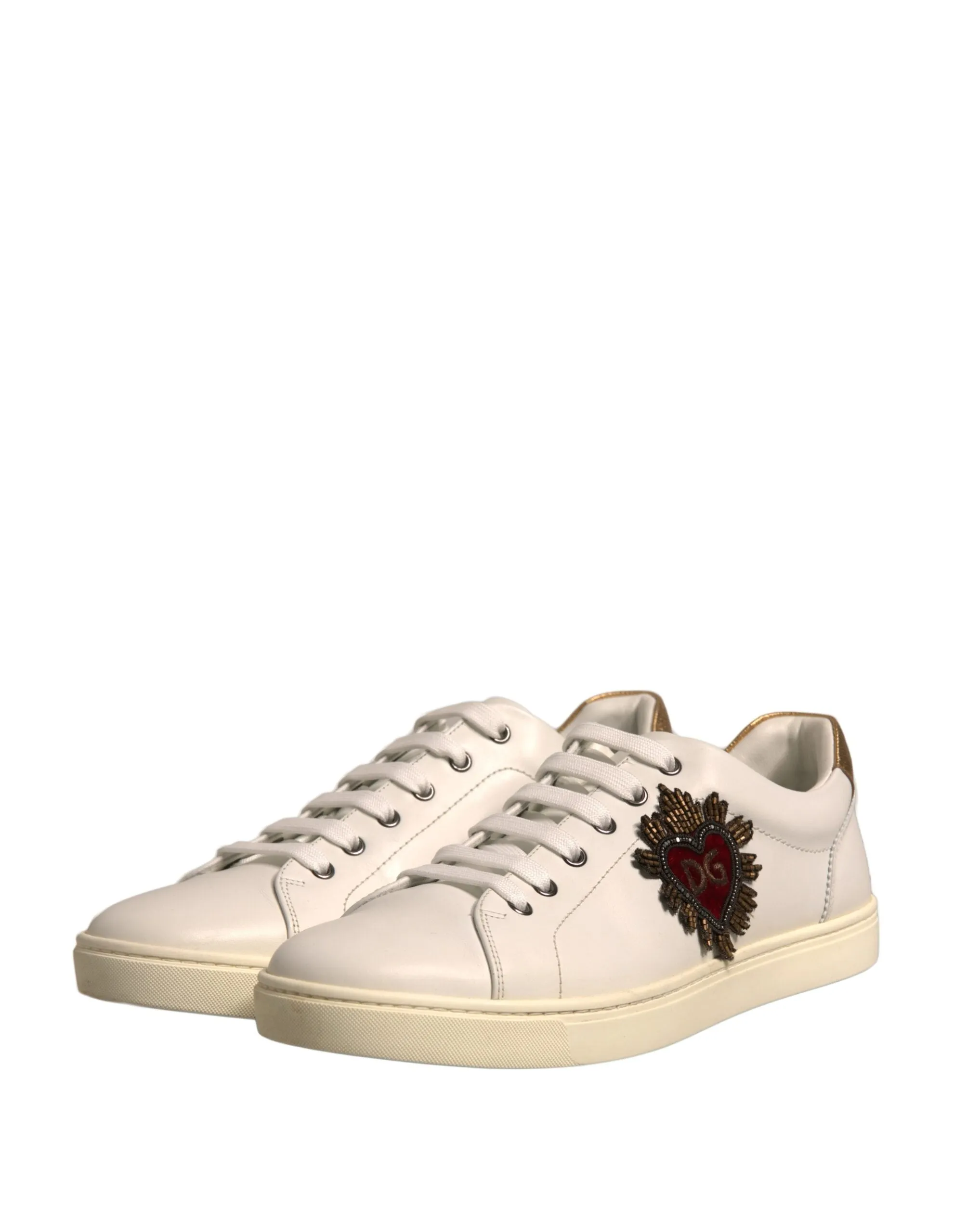 Dolce&Gabbana Men Beige Sneakers Leather Embellished Casual Trainer Shoes EUR 43