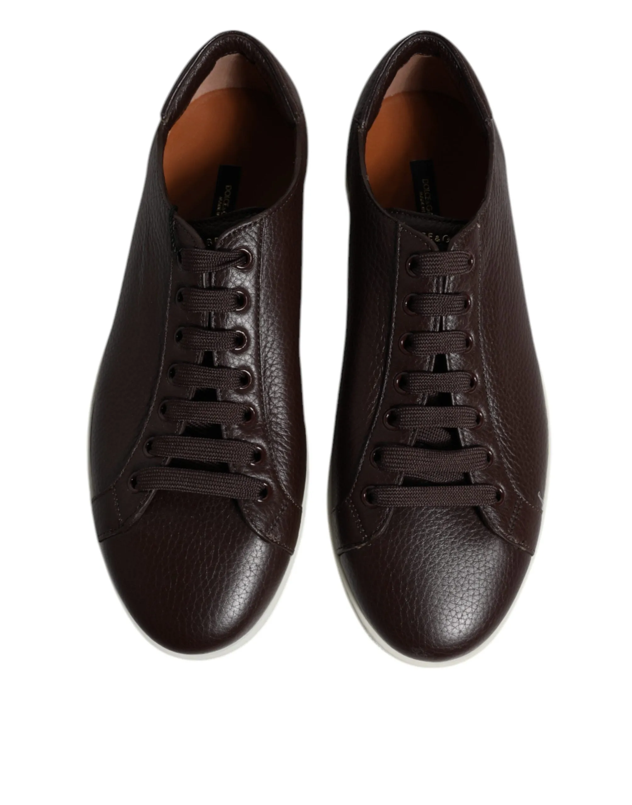 Dolce&Gabbana Men Black Sneakers Leather Low Top Lace Up Casual Trainer Shoes