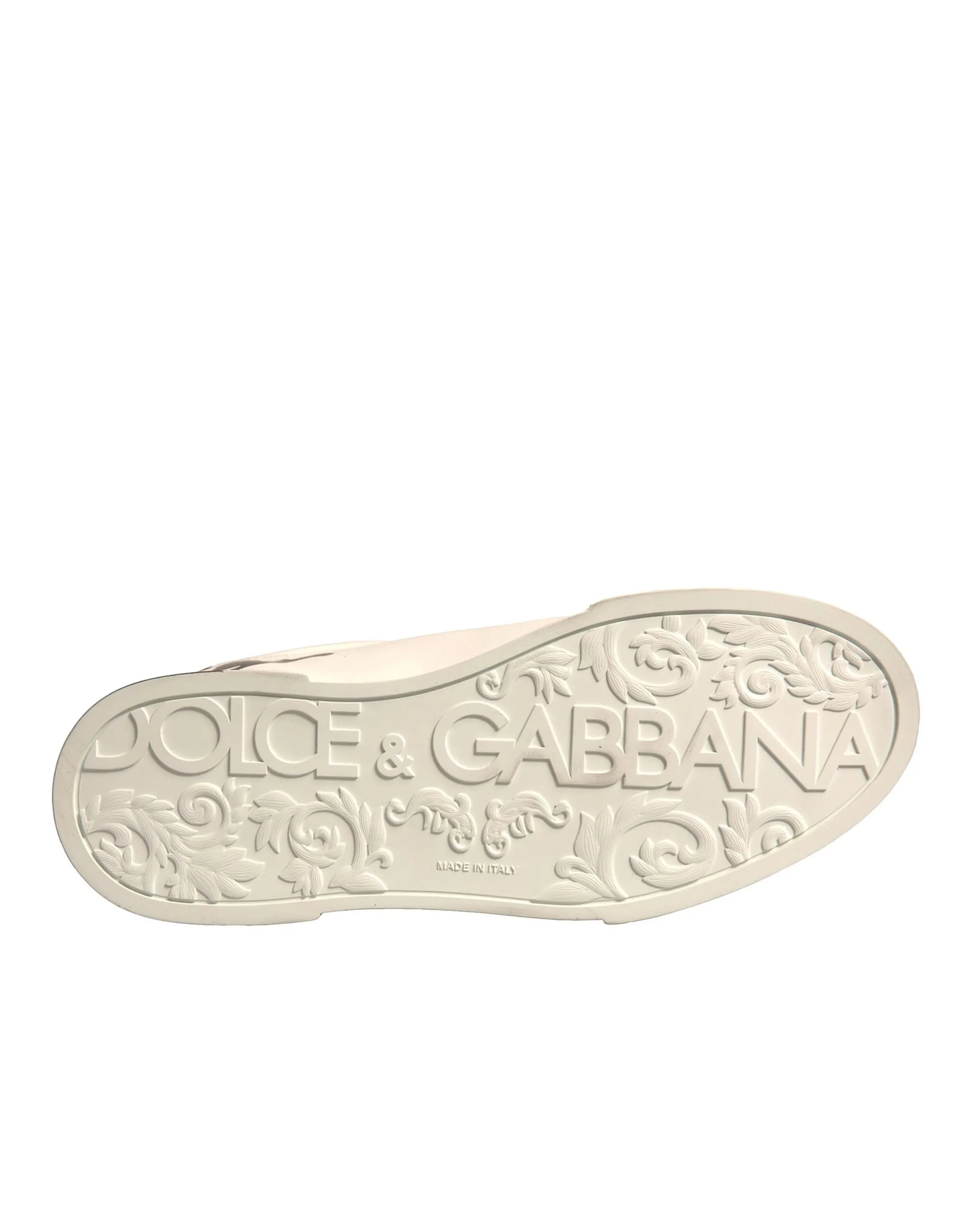 Dolce&Gabbana Men White Sneakers Leather Crown Print Casual Trainer Shoes EUR 42