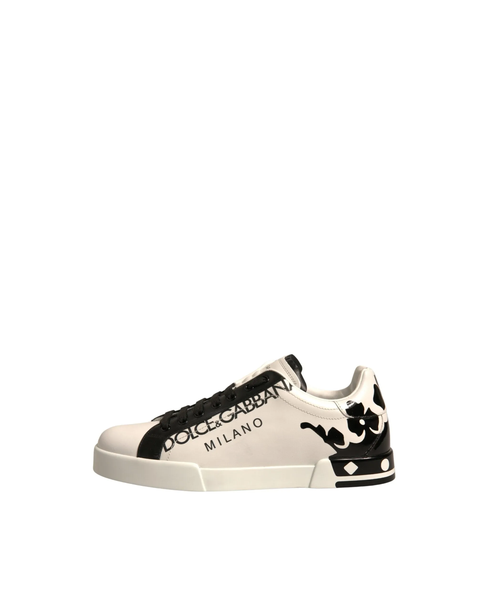Dolce&Gabbana Men White Sneakers Leather Crown Print Casual Trainer Shoes EUR 42