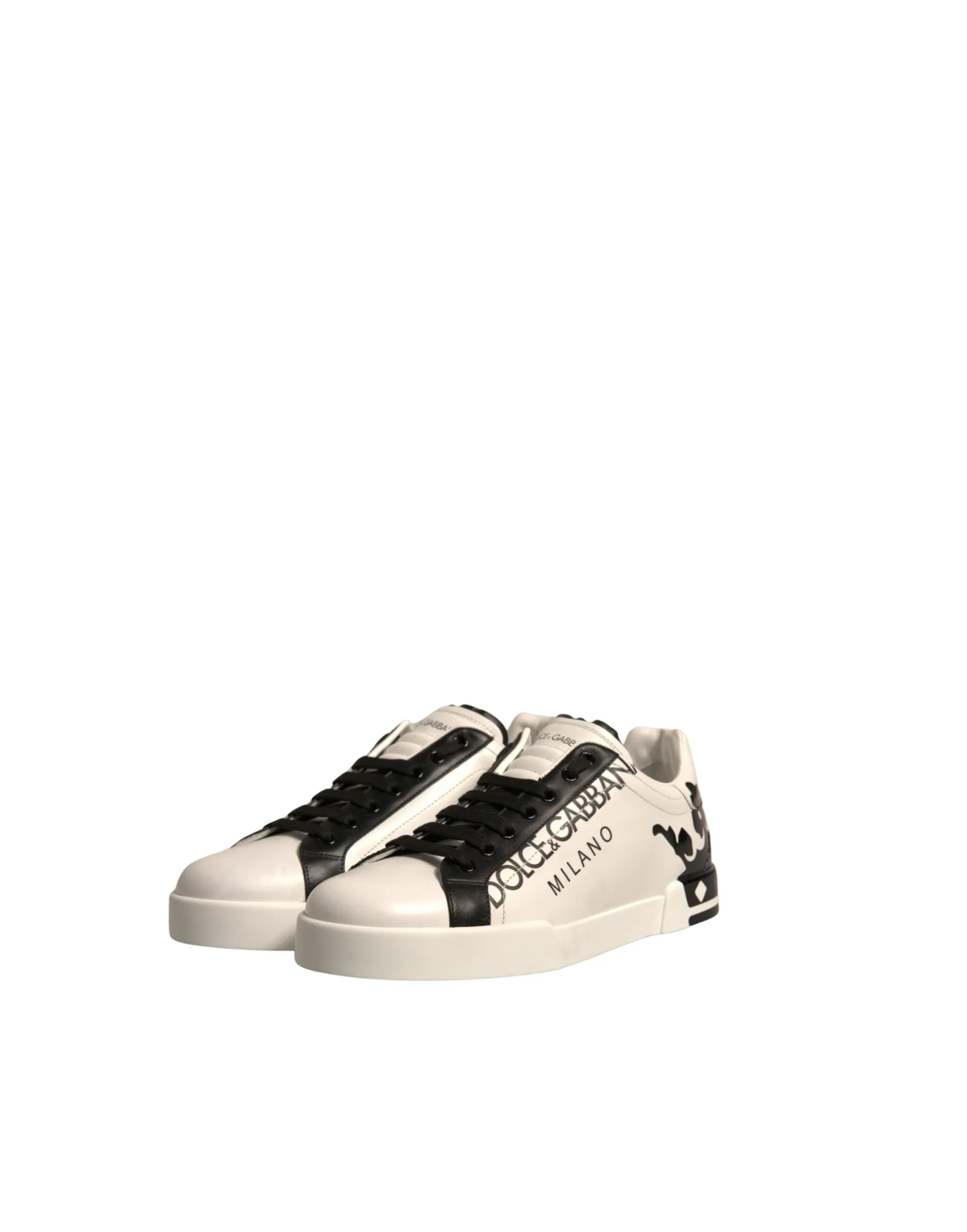 Dolce&Gabbana Men White Sneakers Leather Crown Print Casual Trainer Shoes EUR 42