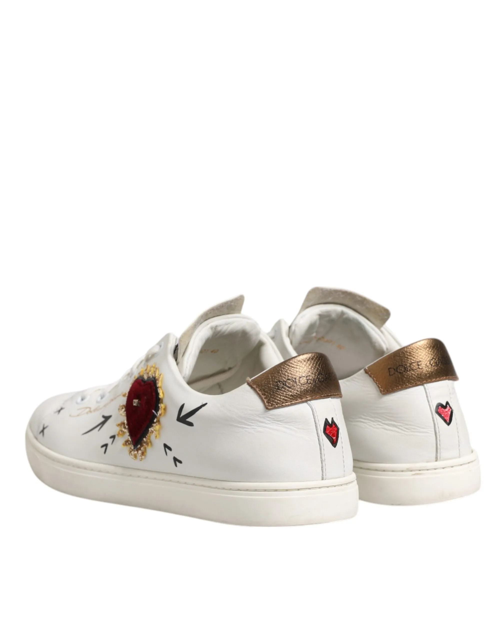 Dolce&Gabbana Men White Sneakers Leather Embellished Casual Trainer Shoes EUR 40